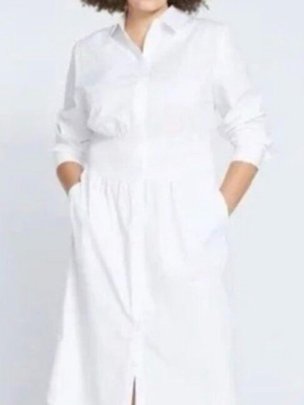 Universal Standard White Hampton Smocked Midi Dress Sz S NWT